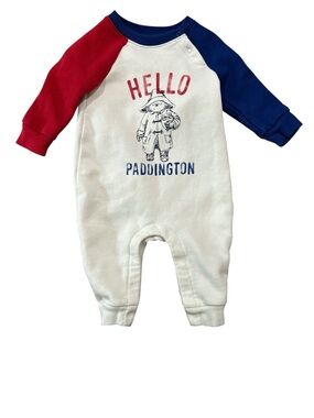 GAP Paddington One-Piece Romper in Cream with Red & Blue Sleeves